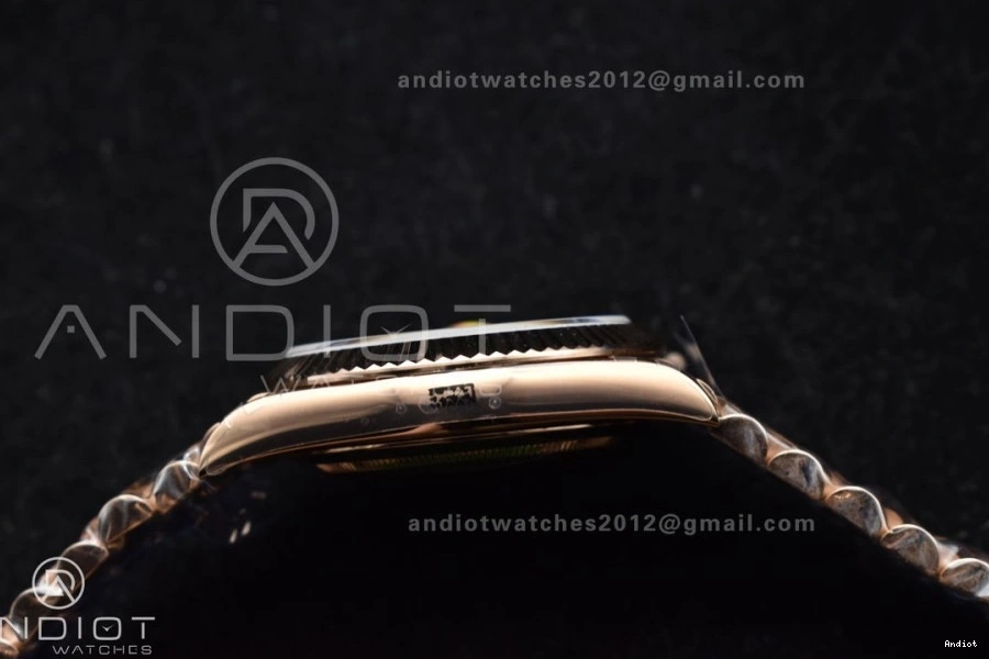 RG DayDate Crystal Bracelet 904L 40 706 Practical Steel President GMF A Meteorite On Markers Dial 0705